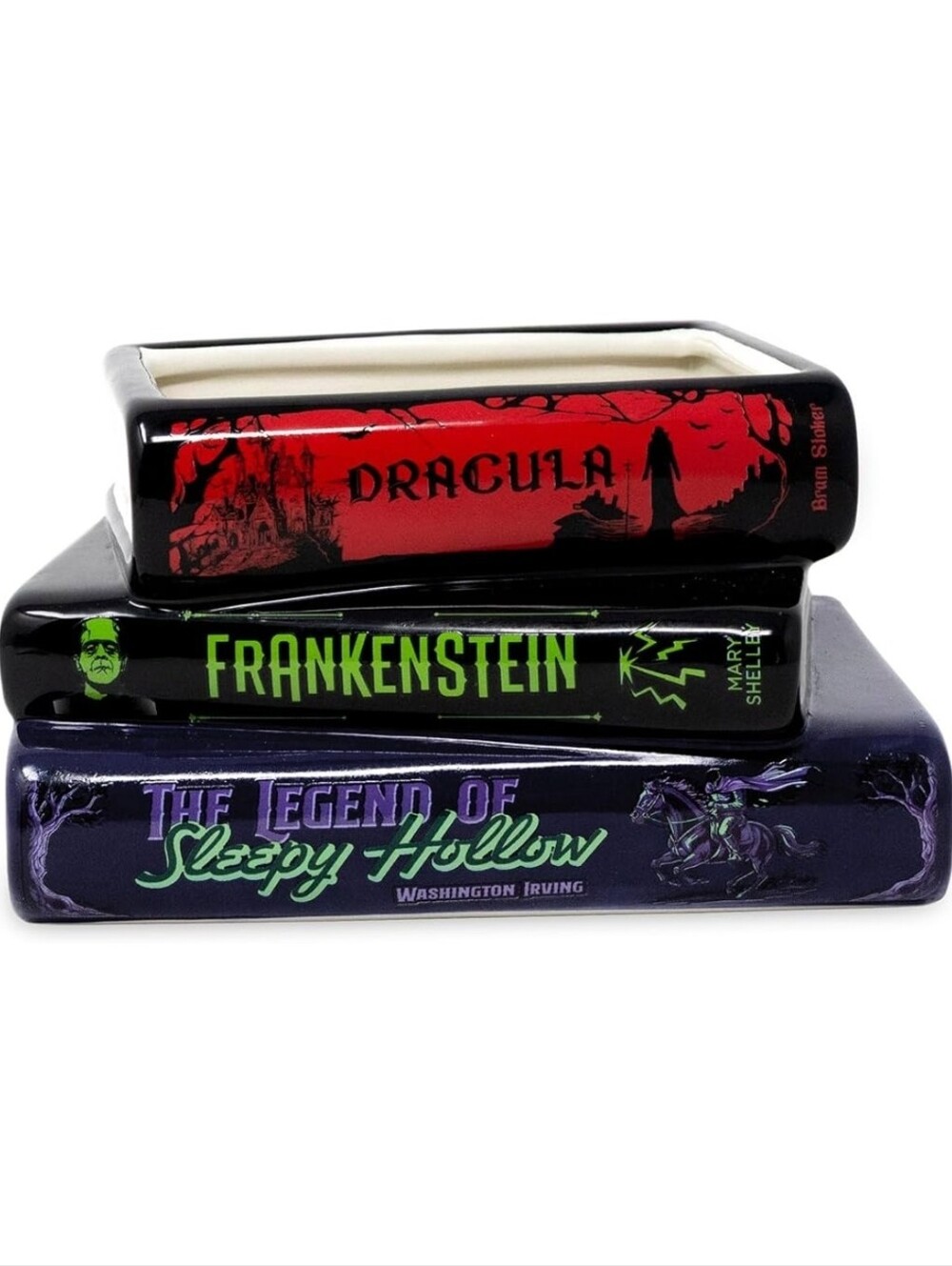 NIB Literary Planter Flower Pot Vase Gothic Horror Dracula, Frankenstein Ceramic